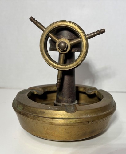 3 Vintage Nautical Brass Maritime Desk Office Ashtrays Compass Telepgrah AS IS - Picture 2 of 10