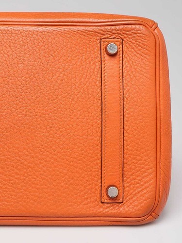 Hermes 35cm Orange Clemence Leather Palladium Plated Birkin Bag - Picture 9 of 12