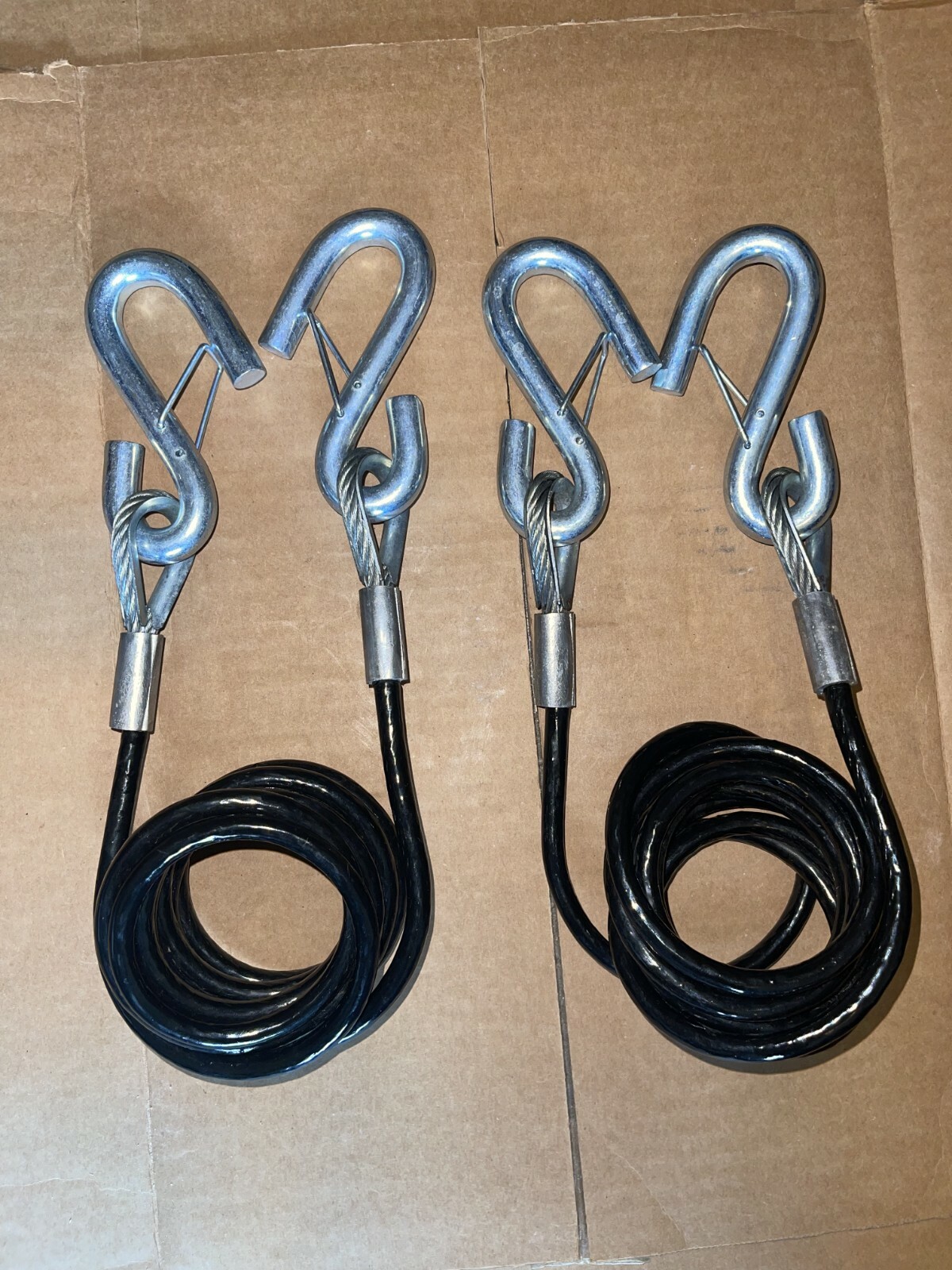 Coiled Safety Cables Set 84" 7,500 lb. Replace Chains For Trailer