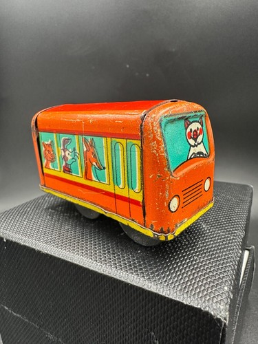 1970s VINTAGE russian TIN TOY model metal CAR Bus animals red Doll House cat old - Picture 16 of 19