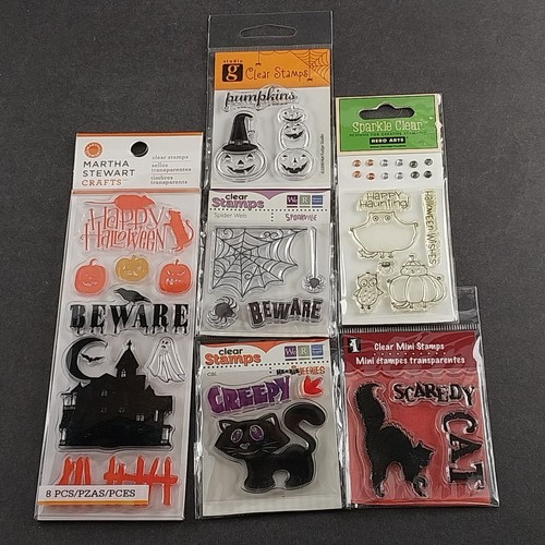 6 Pks Halloween Clear Cling Stamps Unmounted And Unopened NOS Packaging - 第 1/14 張圖片