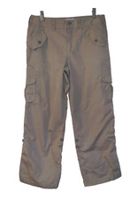 Caribbean Joe Women s Roll Tab Capri Pants Khaki 100 Cotton Size 8 NWOT