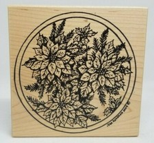 Poinsettias Northwoods wood mount rubber stamp Christmas holiday flowers