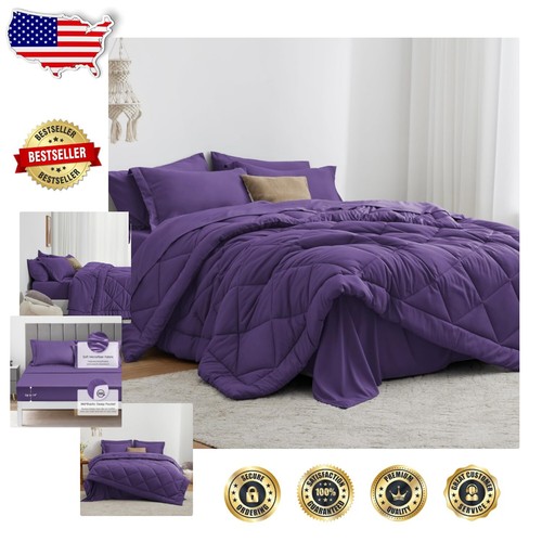 Twin Bed in a Bag: 5-Piece Comforter Set - Soft Polyester & Box Stitched Design
