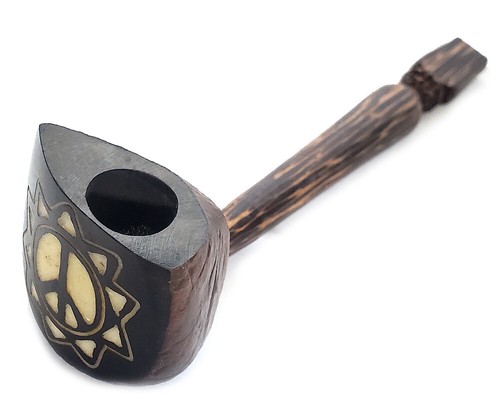 Letrero de la paz pipa grande de tagua hecha a mano tabaco fumar regalos hippie tallados naturales - Imagen 2 de 5