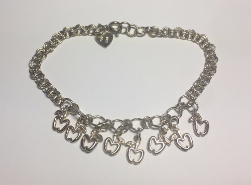 Sterling Silver 7.25" Apples Charm Bracelet - Picture 3 of 4