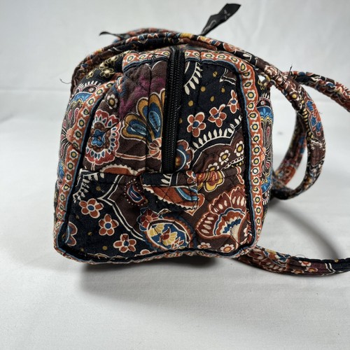 "Borsa a mano trapuntata Vera Bradley nera con design paisley colorato autunno 10"x 5"x5" - Foto 4 di 10