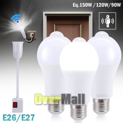 3x PIR Sensor de Movimiento Luz LED Bombillas Led De 15 W (Equivalente A 150 W）