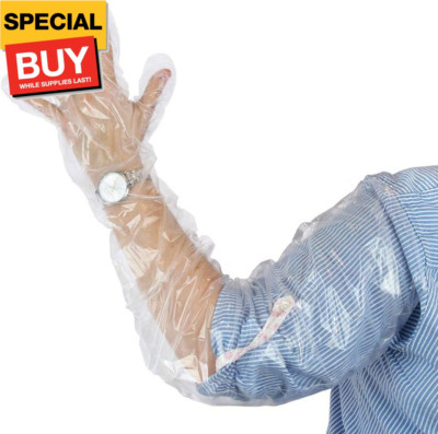 50Pcs Veterinary Insemination Rectal Long Gloves Disposable Plastic Full Arm 35.