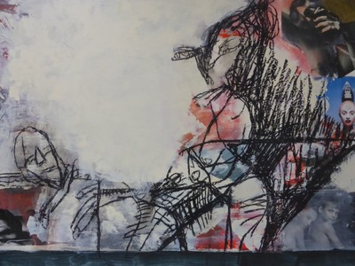 NIKITA KNIKTA Kunst Original Gemälde Mixed Media Collage LEBEN UND TOD