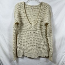 Free People Oversized Small Chunky Knit Sweater Boho Crotchet Look Long Sleeve S