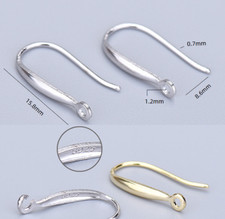 2PCS Solid 925 Sterling Silver Earring Hook Ear Wires Design DIY Jewelry Finding