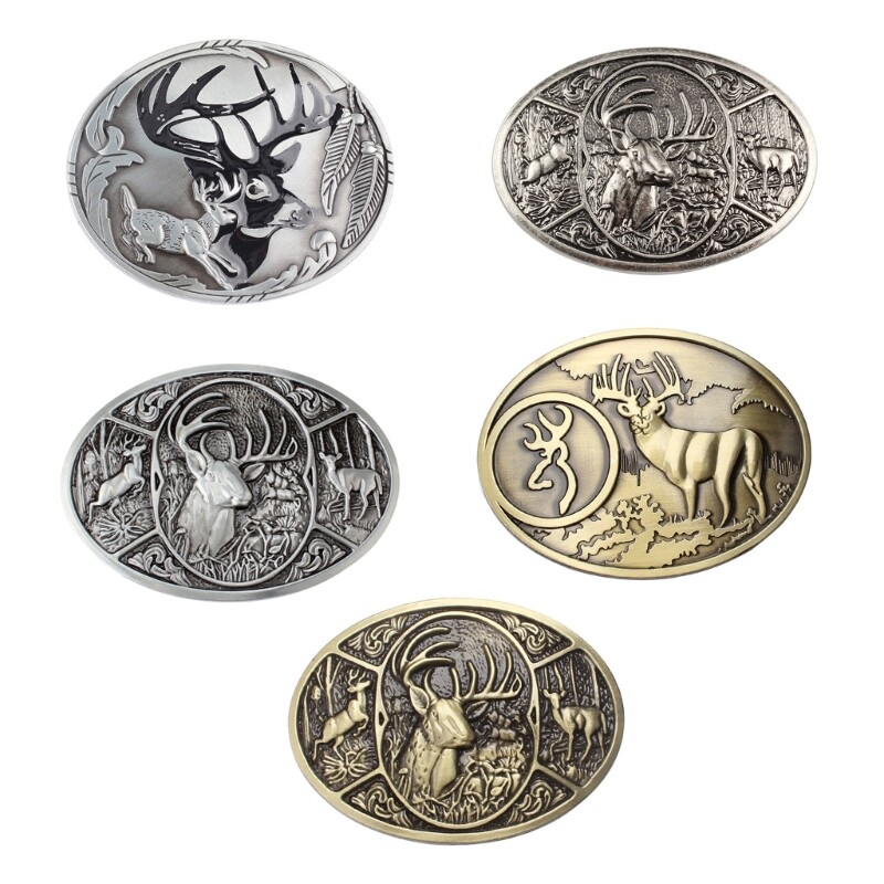 Western Deer Belt Buckle for Women Men Punk Buckles Collection Casual Outfit