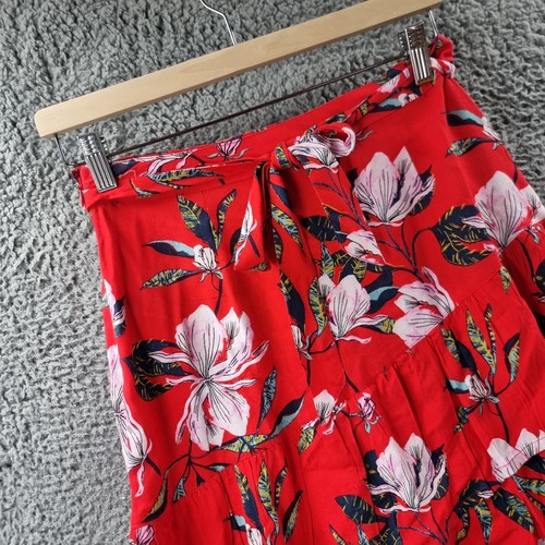 Nueva Mini Falda Roxy Talla S Roja Floral Corbata Línea A - Imagen 2 de 14