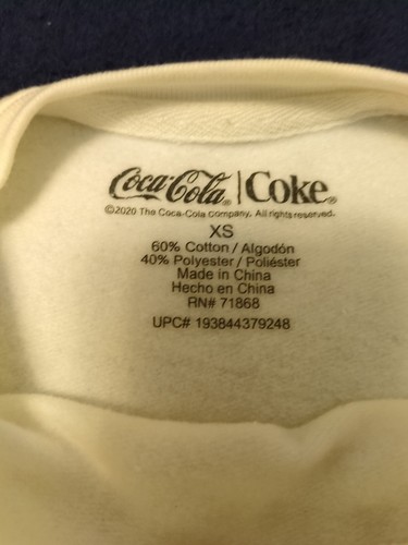 Coca-Cola The Real Thing Classic Ivory & Red Sweatshirt Youth Sz XS - Picture 4 of 5