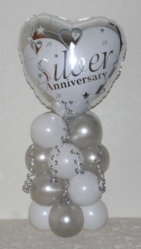 SILVER WEDDING - 25th ANNIVERSARY - FOIL BALLOON DISPLAY - TABLE CENTREPIECE - Picture 2 of 2