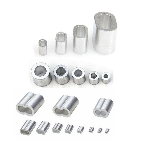 Aluminum Ferrules Crimping Sleeves Wire Rope Cable Clamp Round Oval Hole Clips - Bild 3 von 13