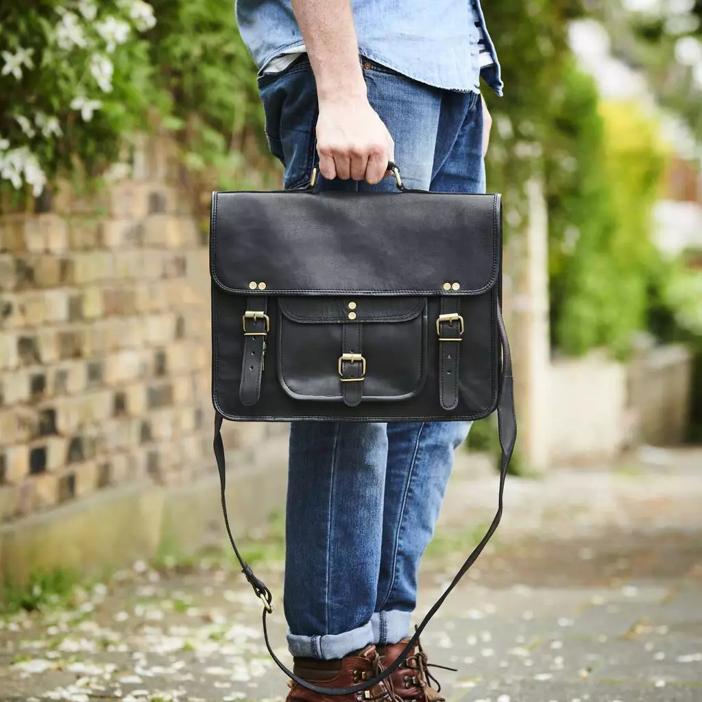 Genuine Black Leather Sling Bag