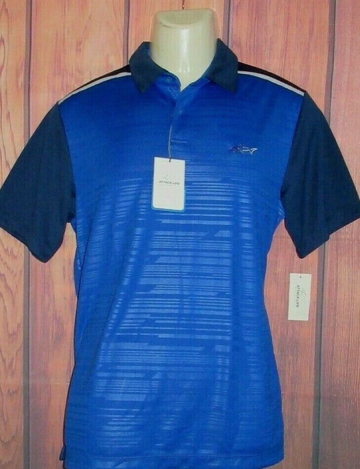 MENS ATTACK LIFE BY GREG NORMAN PERFORMANCE BLUE POLO SHIRT SIZE S