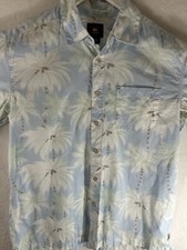 Vintage Quicksilver Shirt Mens Medium Blue Aloha Hawaiian Button Up Cotton