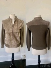Vintage Taupe Suede Bomber Jacket 1980  s Bomber Jacket 80  s Brown Leather Jacket