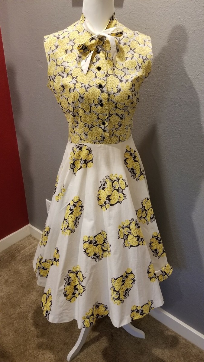 Vintage 1950s Golden Yellow Floral Audrey Hepburn Style Summer Dress | eBay Vintage 1950s Golden Yellow Floral Audrey Hepburn Style Summer Dress | eBay
