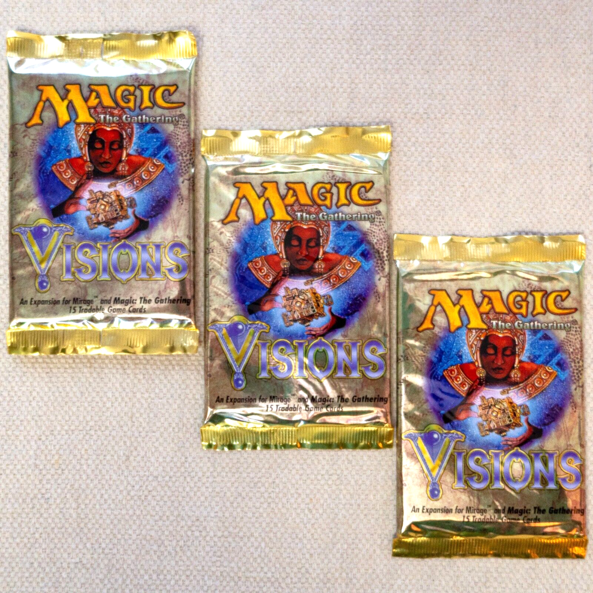 MTG: 3 VISIONS Sealed Booster Pack from Box - 3 Packs - Mirage Block - English MTG: 3 VISIONS Sealed Booster Pack from Box - 3 Packs - Mirage Block - English