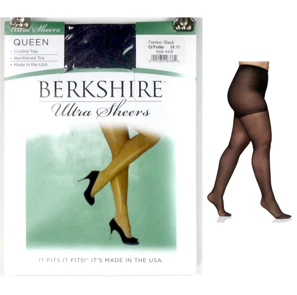 Berkshire Queen Ultra Sheer Control Top Pantyhose Fantasy Black Ch Size New  4418