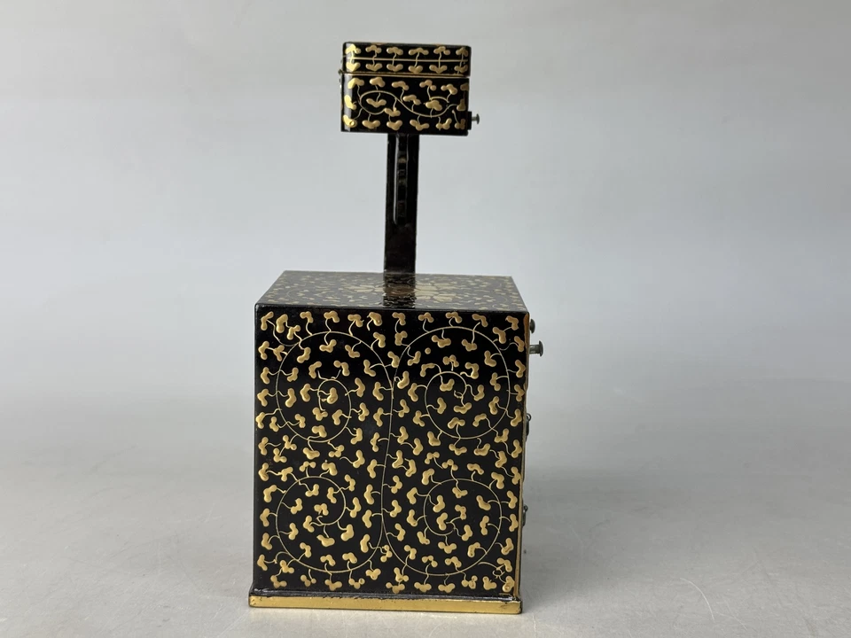 Y8669 HINA DOLL Doll's Festival Makie miniature sewing box chest Japan antique - Image 3 of 4