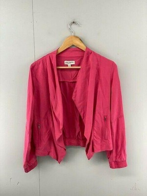 Just Jeans Womens Pink Lyocell Open Long Sleeves Casual Bomber Jacket Size 8 | eBay