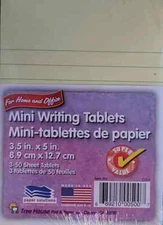New 3.5" x 5" Yellow Mini-Writing Tablets Lined 3-50 Sheet Tablets 3 Pk