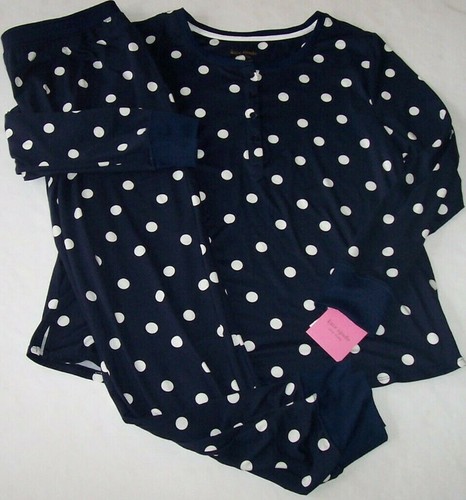 NWT Kate Spade NAVY/WHITE POLKA DOT Knit Jogger Pajama/Lounge Set 1X POCKETS