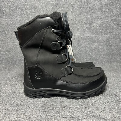 Timberland Chillberg Waterproof Boots Boys Size Black Sherpa