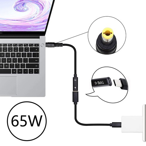 65W PD USB C Female to DC 5.5mm x 2.5mm Male Power Charging Cable for Toshiba - 第 3/7 張圖片