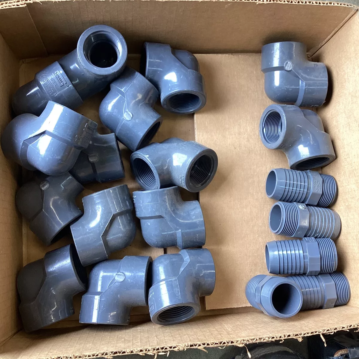 lot of 15 Spears pvc 1 1 4 sch 80 nsf 90 deg. fittings 1 1 4 1 1 2 barb