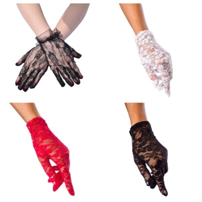 Sexy Short Lace Gloves for Women Wedding Party Costume Accessories