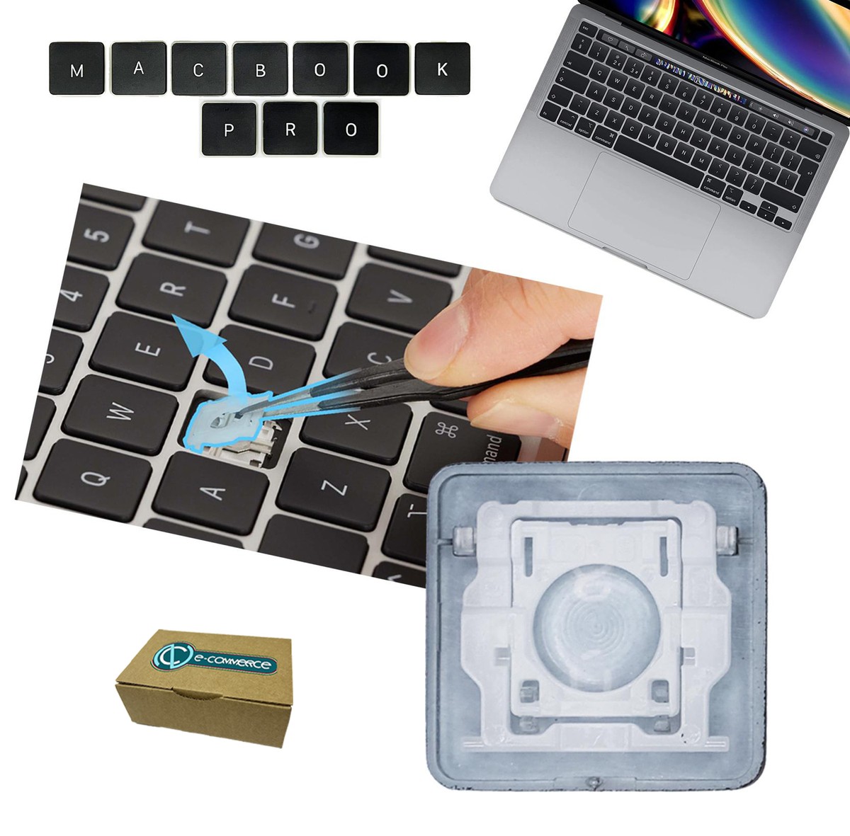 ICTION Lot De Touches De Rechange QWERTY Pour Clavier Britannique MacBook Pro Retina 40,6 Cm A2141