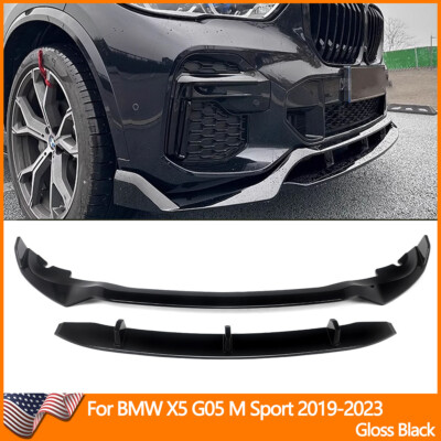 Fits 2019-2023 BMW X5 G05 M-Sport Glossy Black Front Bumper Lip Spoiler Splitter