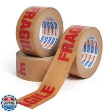 ADHES Fragile Tape, Biodegradable Kraft Paper Tape - 2in x 55yds, 3 Rolls, St
