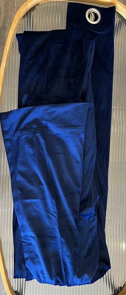 Velvet Blue Curtain Panel 145in x 52in - A0190 - Image 3 of 4