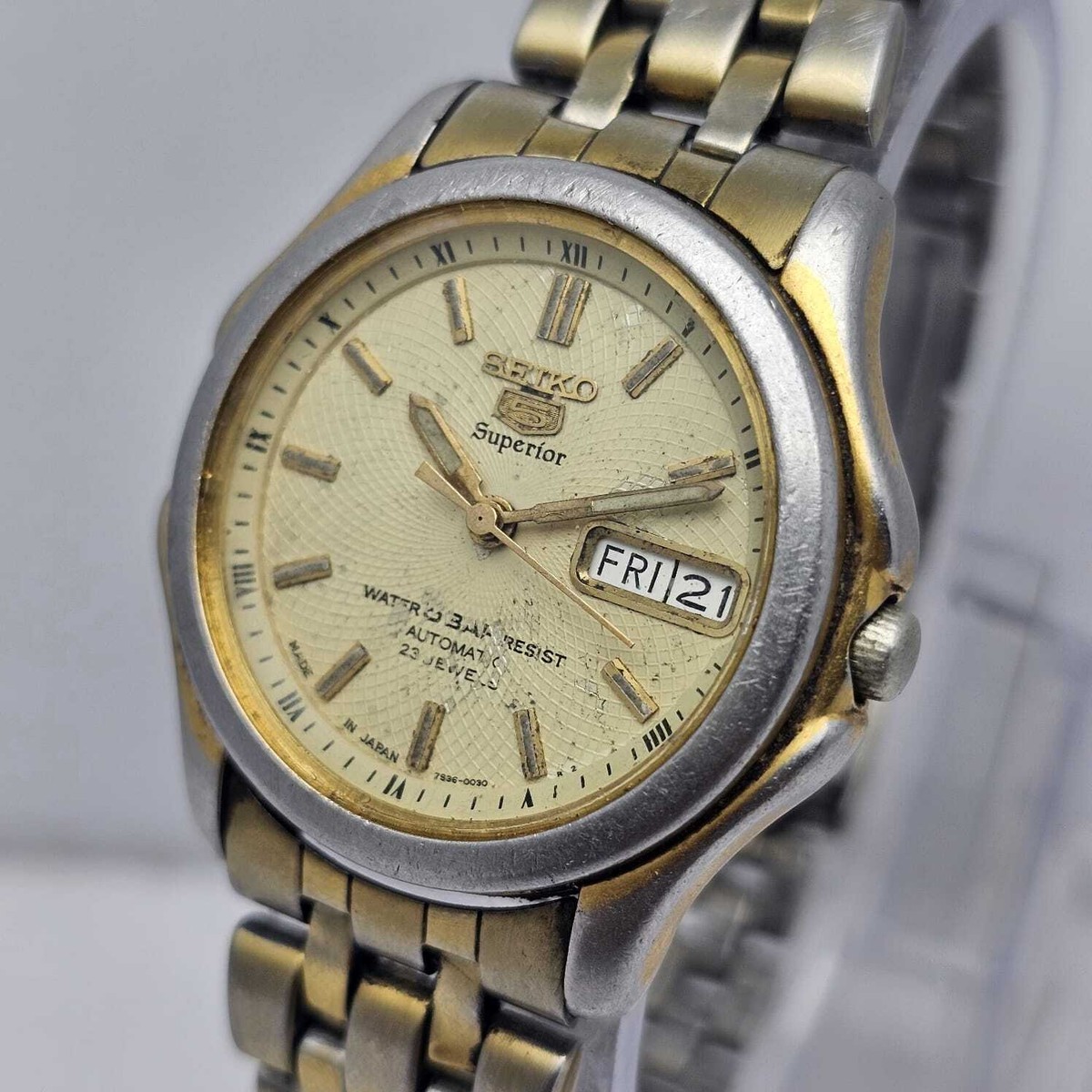 Seiko 5 Superior 7S36-0030 Automatic Day/Date Vintage Men's Watch