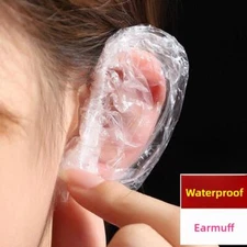 100 Pack Disposable Waterproof Earmuffs For Shower Plastic Ear Protector Caps$