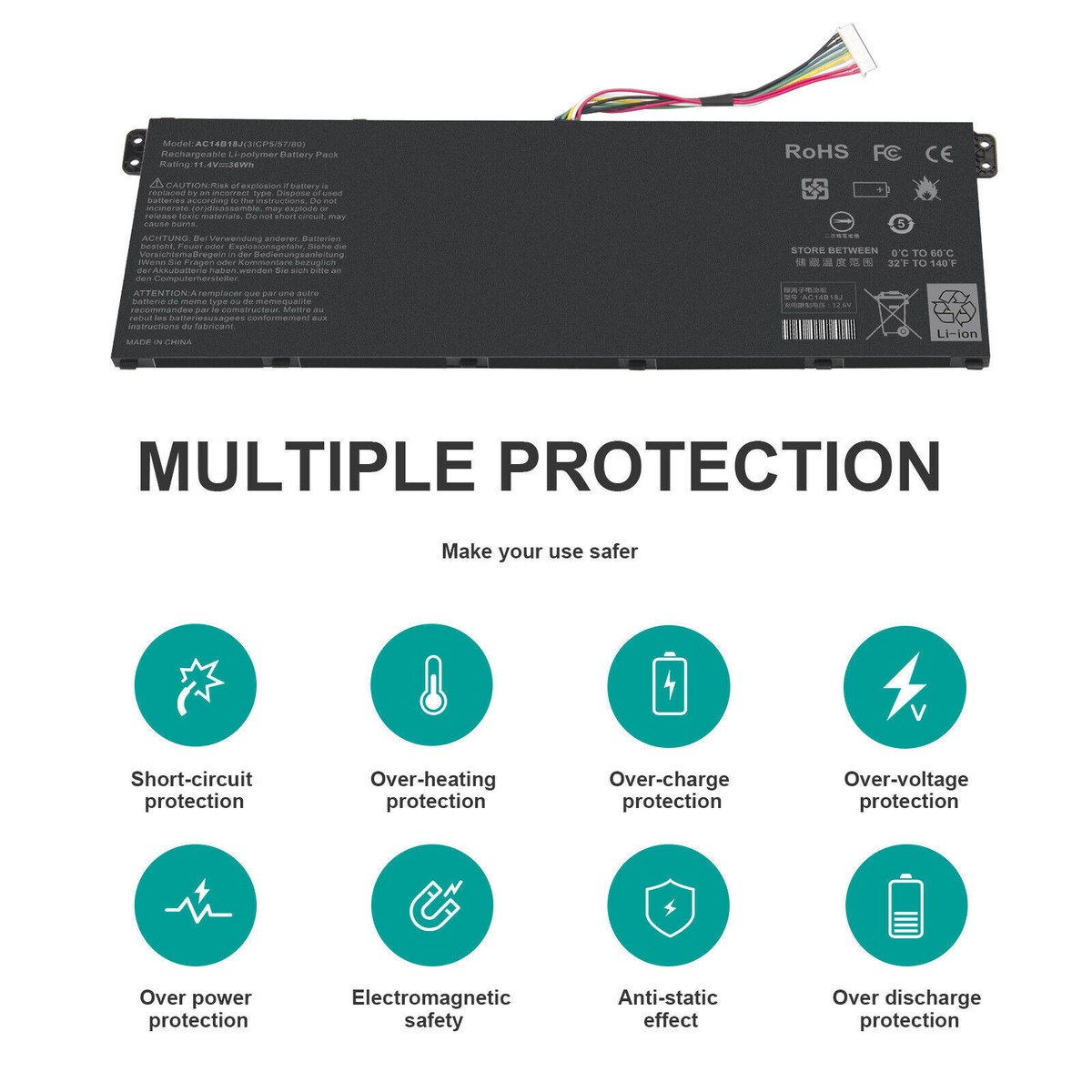 AC14B18J AC14B13J Laptop Battery For Acer Aspire ES1-571 ES1-111