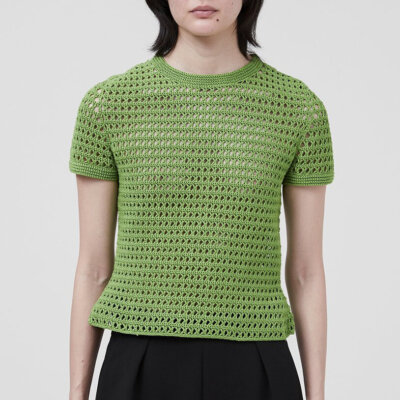 Rachel Comey CELERY Women's Result Cotton Crochet Tee, US Small
