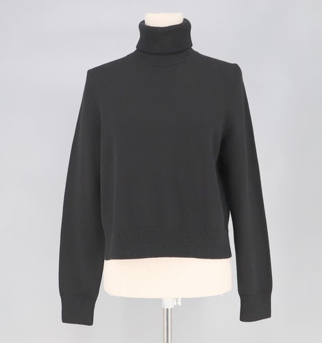 NWT THEORY Relaxed Fit Pima Cotton Knit Turtleneck Sweater in Black Size 6 - Picture 2 of 9