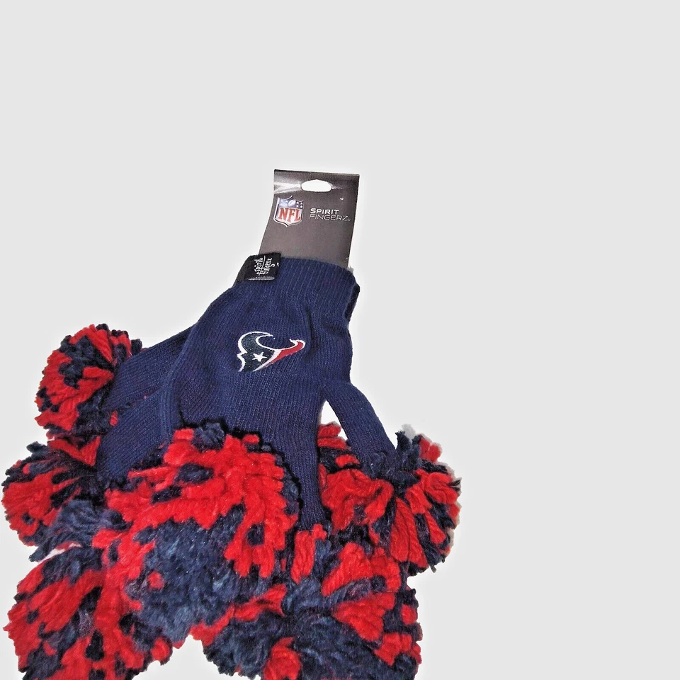 NIP Wincraft NFL Spirit Fingerz Pom Pom Gloves Houston Texans Teen Size Fun - Image 2 of 4