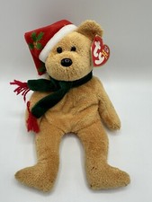 Ty Beanie Babies  2003 Holiday Teddy  Bear in Santa Hat  Scarf