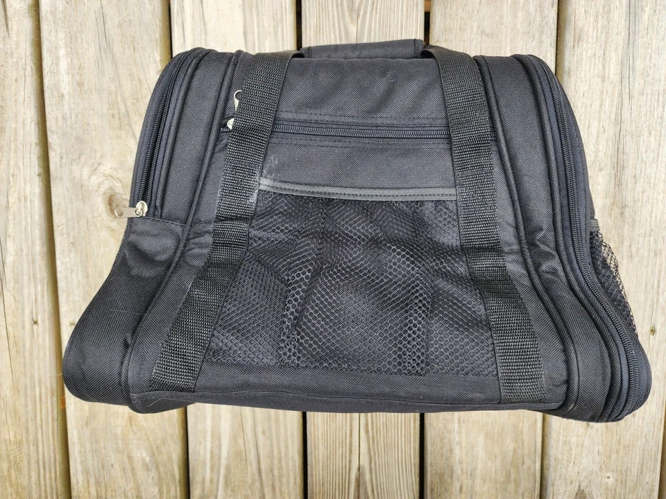 Bolsa de transporte segura para viajes para mascotas pequeña 16x9x11,5 NUEVA con etiquetas aviones coches viaje Foto 2 de 4