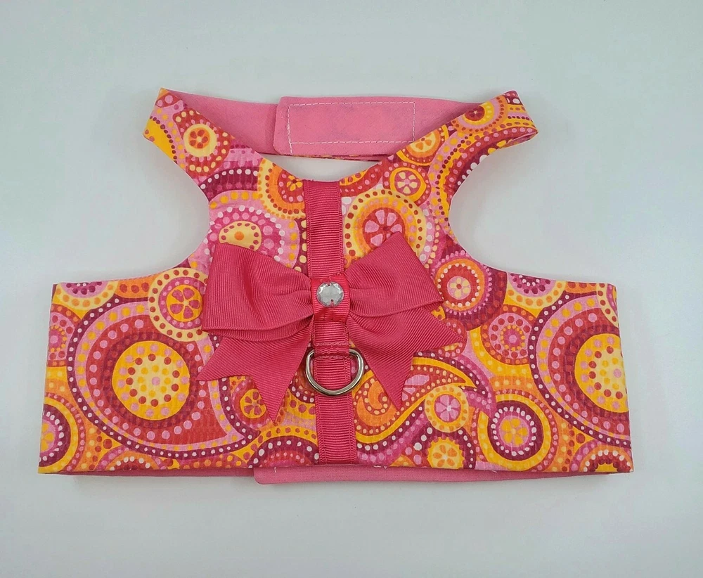 Dog Harness Pet Adjustable Size XL Pink Designer Cat walking Vest Chest 19"