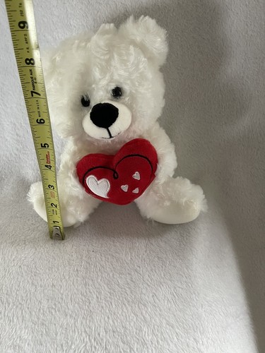 American Greetings White plush Teddy Bear with Red Heart 8" Valentine/love bear - Picture 9 of 9